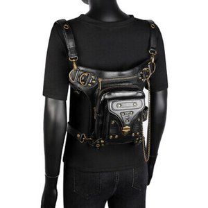 Leather Crossbody Shoulder Messenger Bags Motorcycle Waist Bag Hip Holster Belt